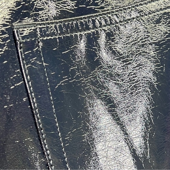 Abercrombie & Fitch Curve Love Patent Leather 90s Straight Black Pants 31/12 NWT - Picture 7 of 9